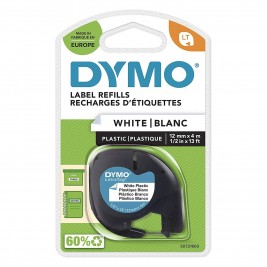 Dymo LetraTag Plastiklint S0721560 12mm x 4m must valgel – 10 tk.