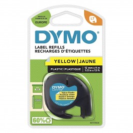 Dymo LetraTag Plastiklint S0721570 12mm x 4m must kollasel – 10 tk.