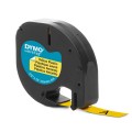 Dymo LetraTag Plastiklint S0721570 12mm x 4m must kollasel - S0721620