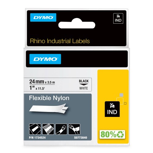 Dymo Rhino Nailon Lint 1734524 24mm x 3.5m must valgel / Paindlik 