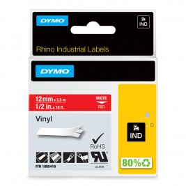 Dymo Rhino Vinüüllint Lint 1805416 12mm x 5.5m valge punasel