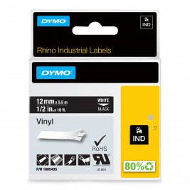 Dymo Rhino Vinüüllint Lint 1805435 12mm x 5.5m baltas ant juodas