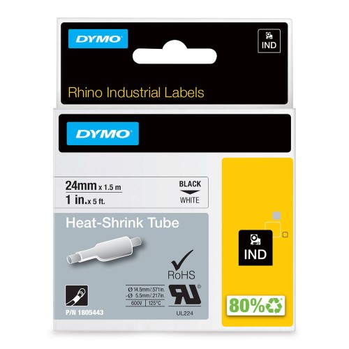 Dymo Rhino Termotoru 1805443 24mm x 1.5m must valgel