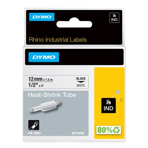 Dymo Rhino Termotoru18055 12mm x 1.5m must valgel