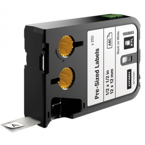 DYMO XTL 250pcs. Pre-Sized Label (12mm x 12mm), black on white