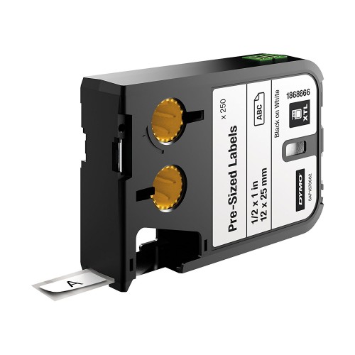 DYMO XTL 250pcs. Pre-Sized Label (12mm x 12mm), black on white