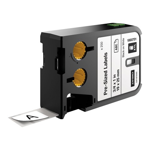 DYMO XTL 250pcs. Pre-Sized Label (19 mm x 25 mm), black on white