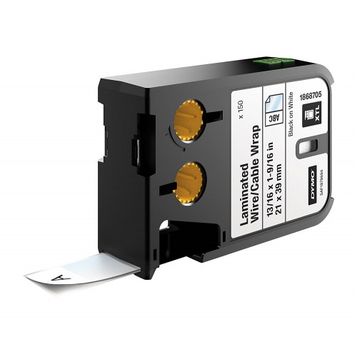 DYMO XTL 1868705 150tk. Lamineeritud sildid juhtmetele/kaablitele (21 mm x 39 mm), must valgel