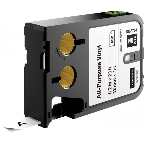 Dymo XTL Vinüüllint 1868751 12mm x 7m, must valgel