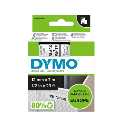 Dymo Lint D1 45013 12mm x 7m / must valgel – S0720530