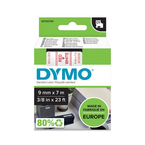 Dymo Lint D1 40915 9mm x 7m punane valgel – S0720700