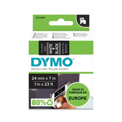 Dymo Lint D1 53721 24mm x 7m / valge mustaga – S0721010
